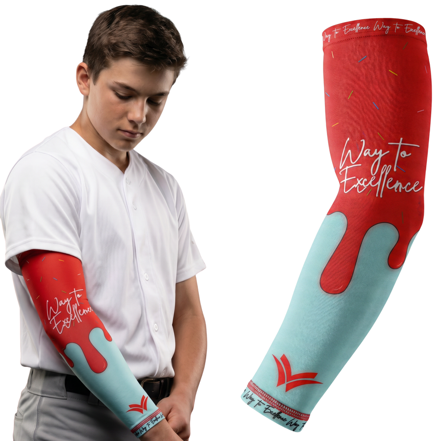 Waycel Blueberry Arm Sleeve worn by youth baseball player with product sleeve view