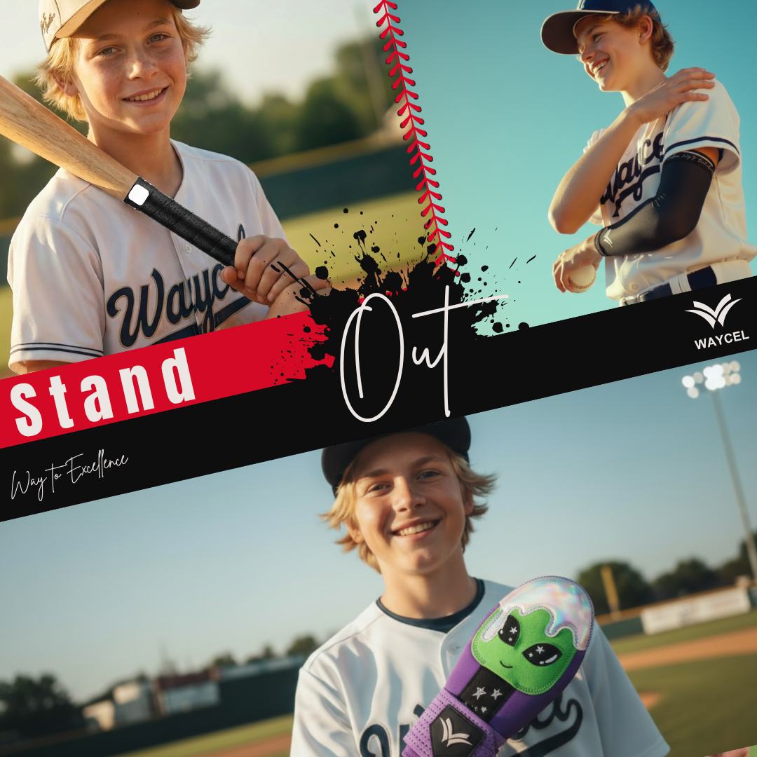Waycel Black bat grip tape with matching baseball gear and accessories
