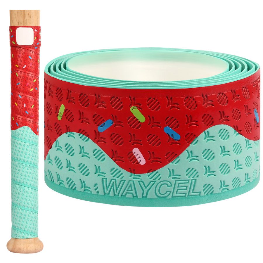 Waycel Blueberry Baseball Bat Grip Tape in red and turquoise design