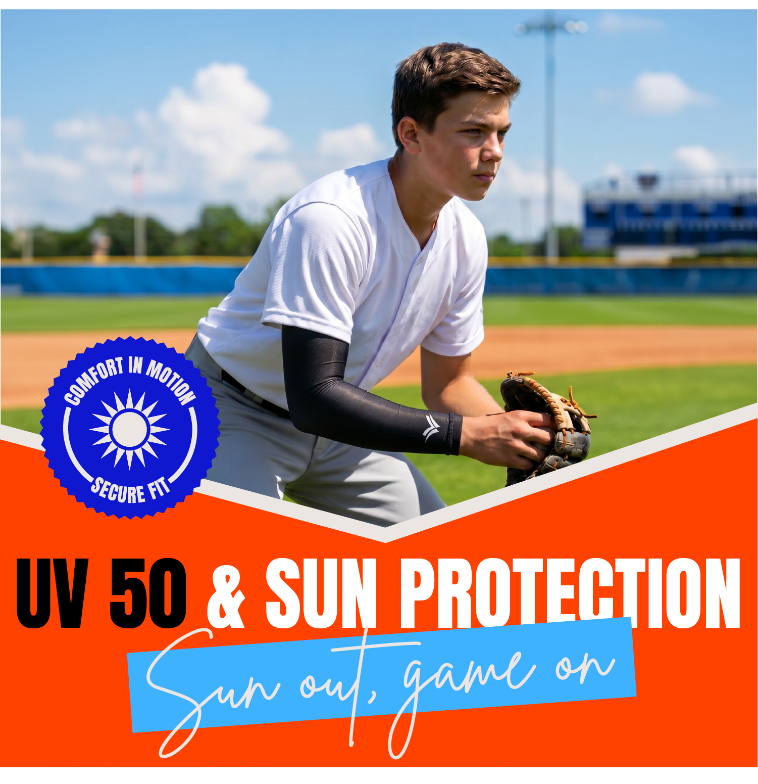 Waycel Black Arm Sleeve for UV 50 sun protection during baseball