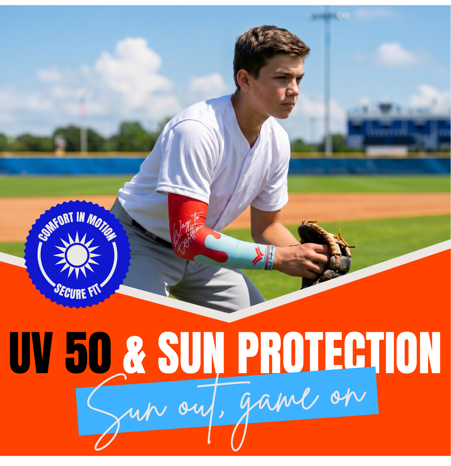 Waycel Blueberry Arm Sleeve UV 50 sun protection graphic for baseball