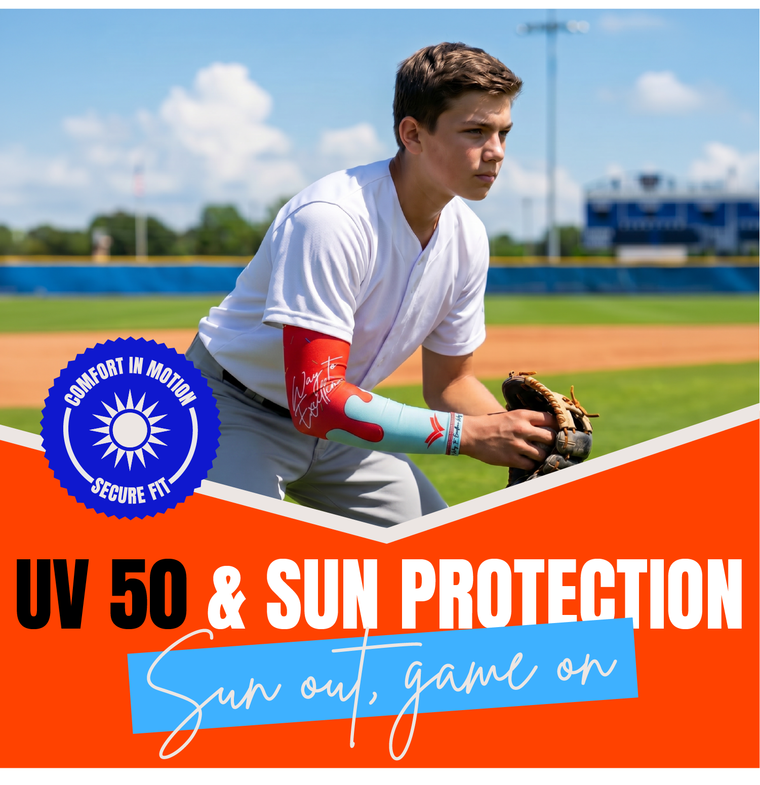 Waycel Blueberry Arm Sleeve UV 50 sun protection graphic for baseball