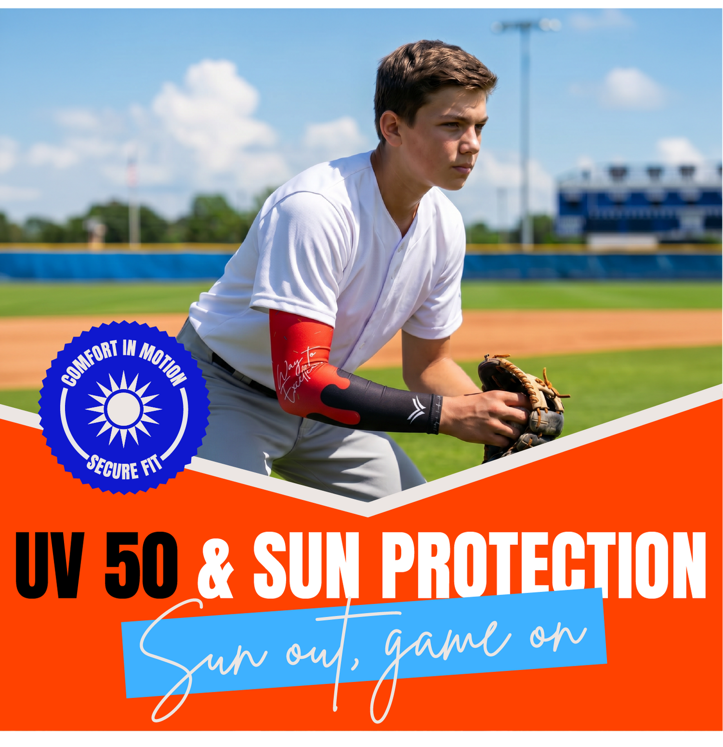 Waycel Cherry Bomb Arm Sleeve UV 50 sun protection graphic for baseball