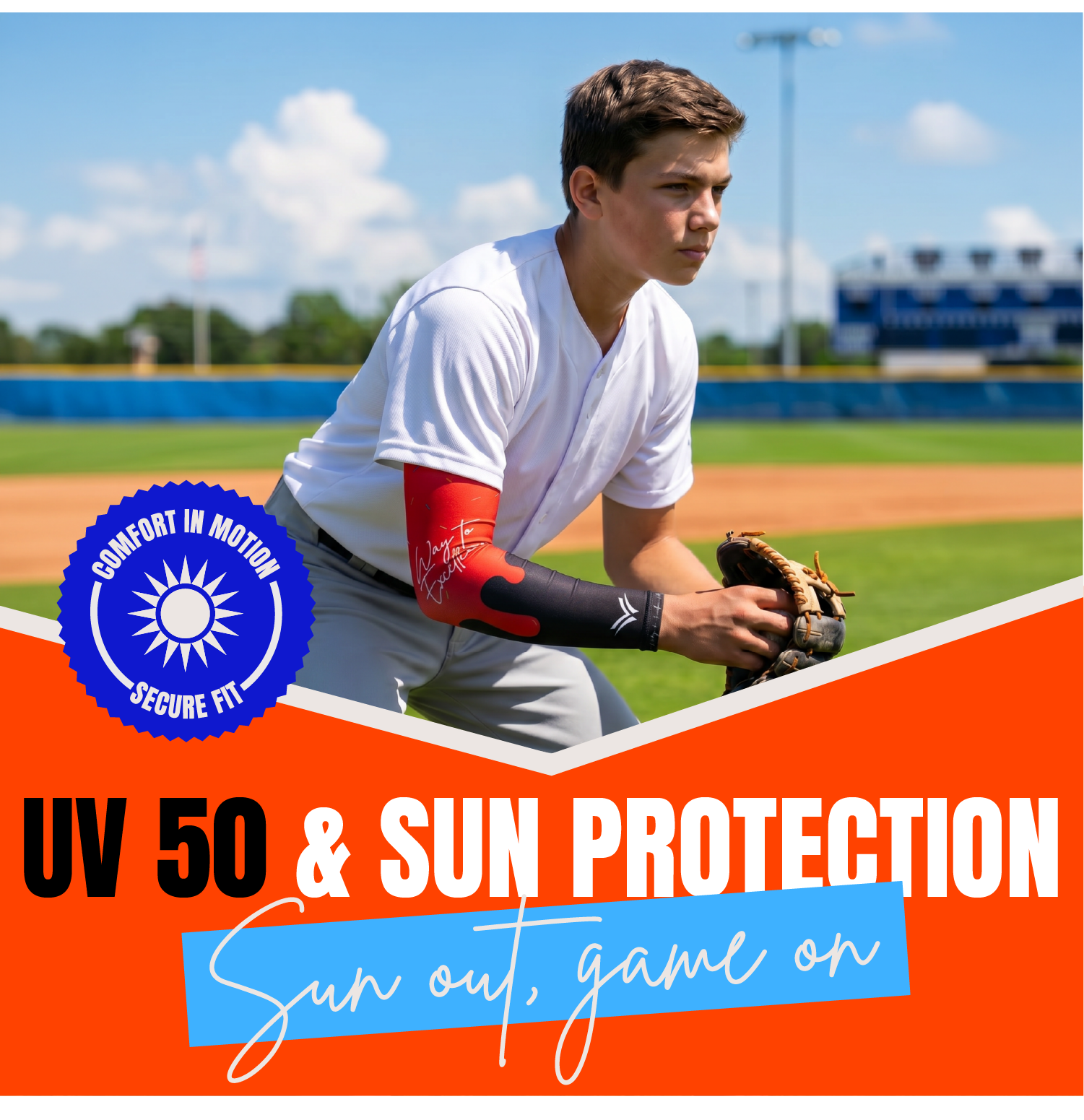 Waycel Cherry Bomb Arm Sleeve UV 50 sun protection graphic for baseball