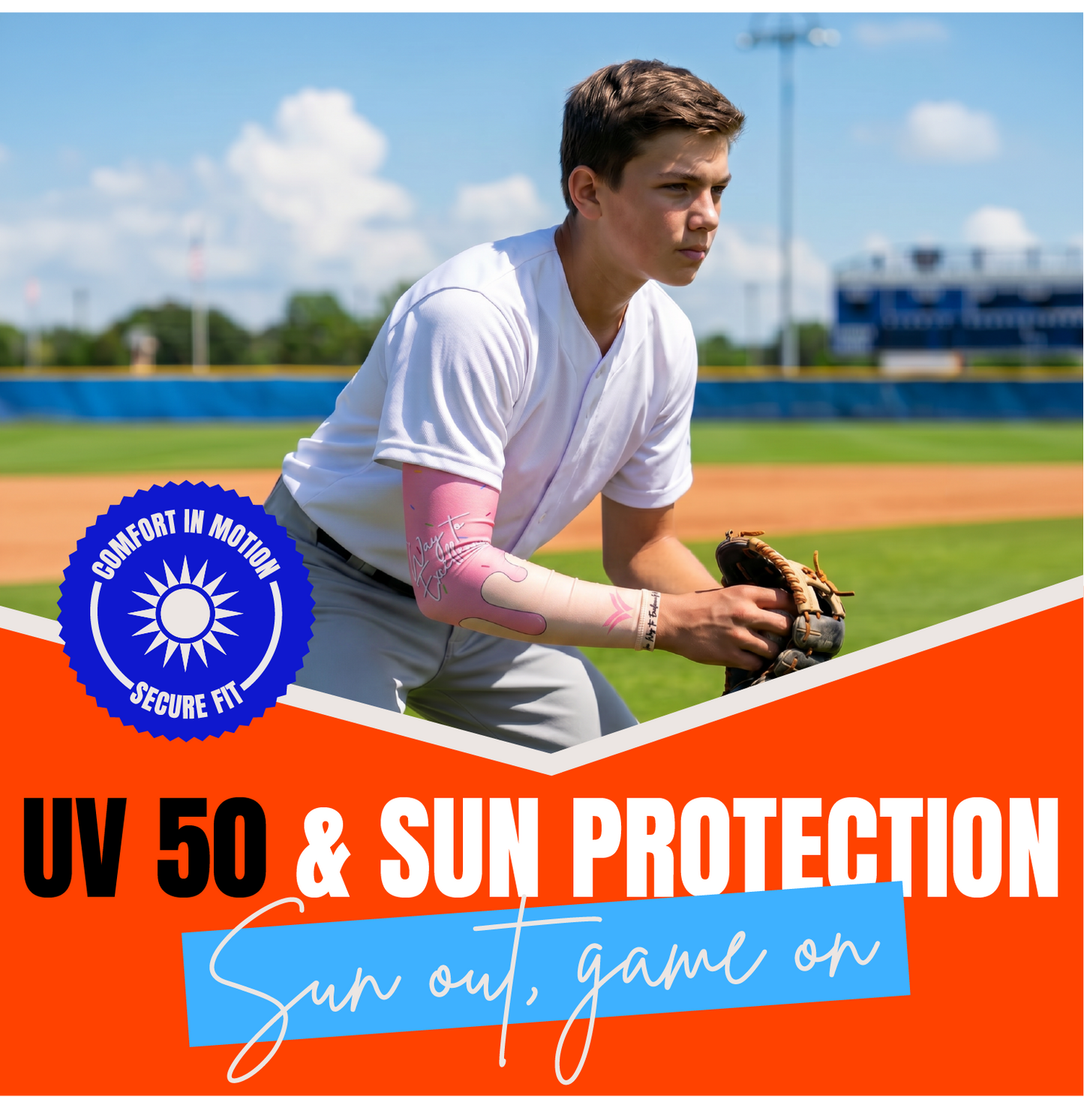Waycel Strawberry Arm Sleeve UV 50 sun protection graphic for baseball