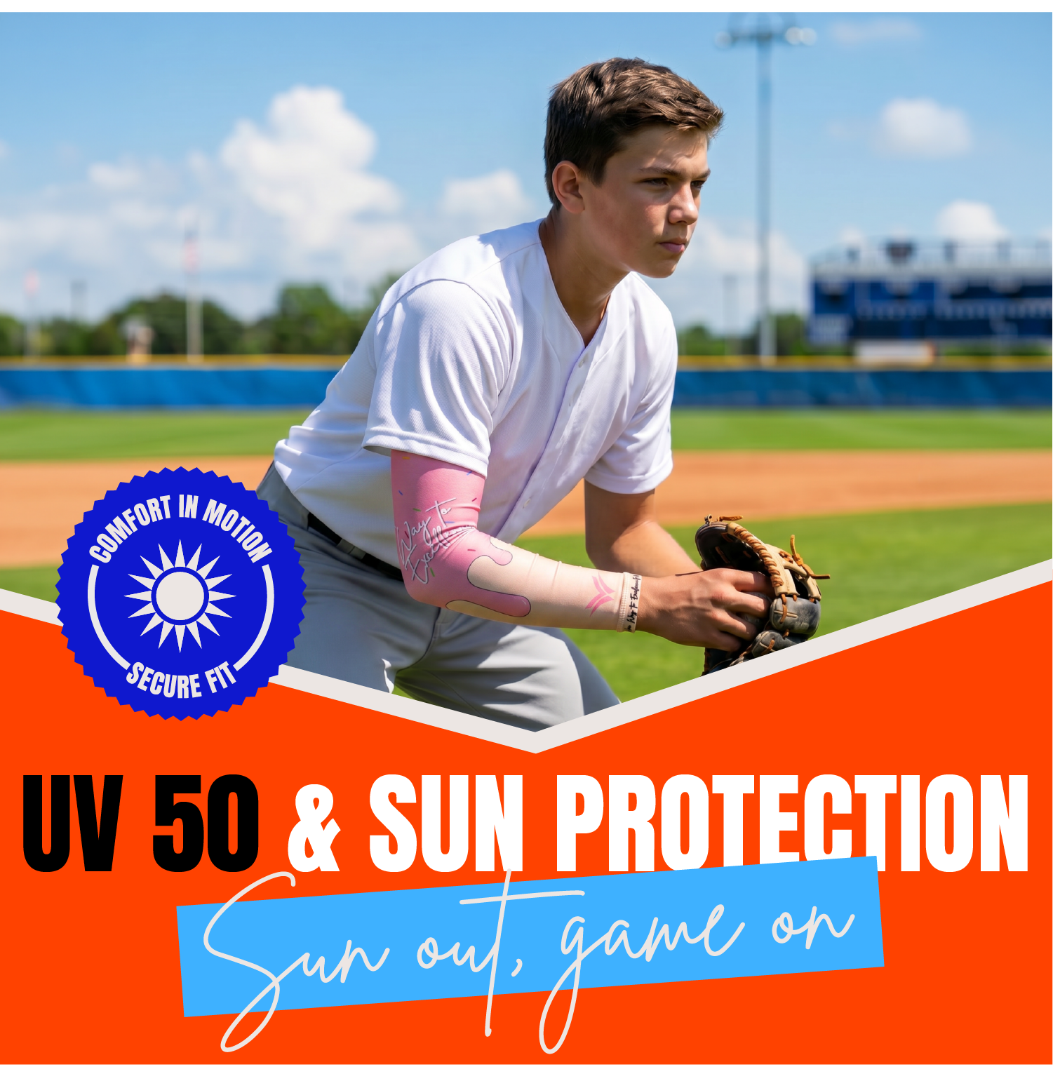 Waycel Strawberry Arm Sleeve UV 50 sun protection graphic for baseball