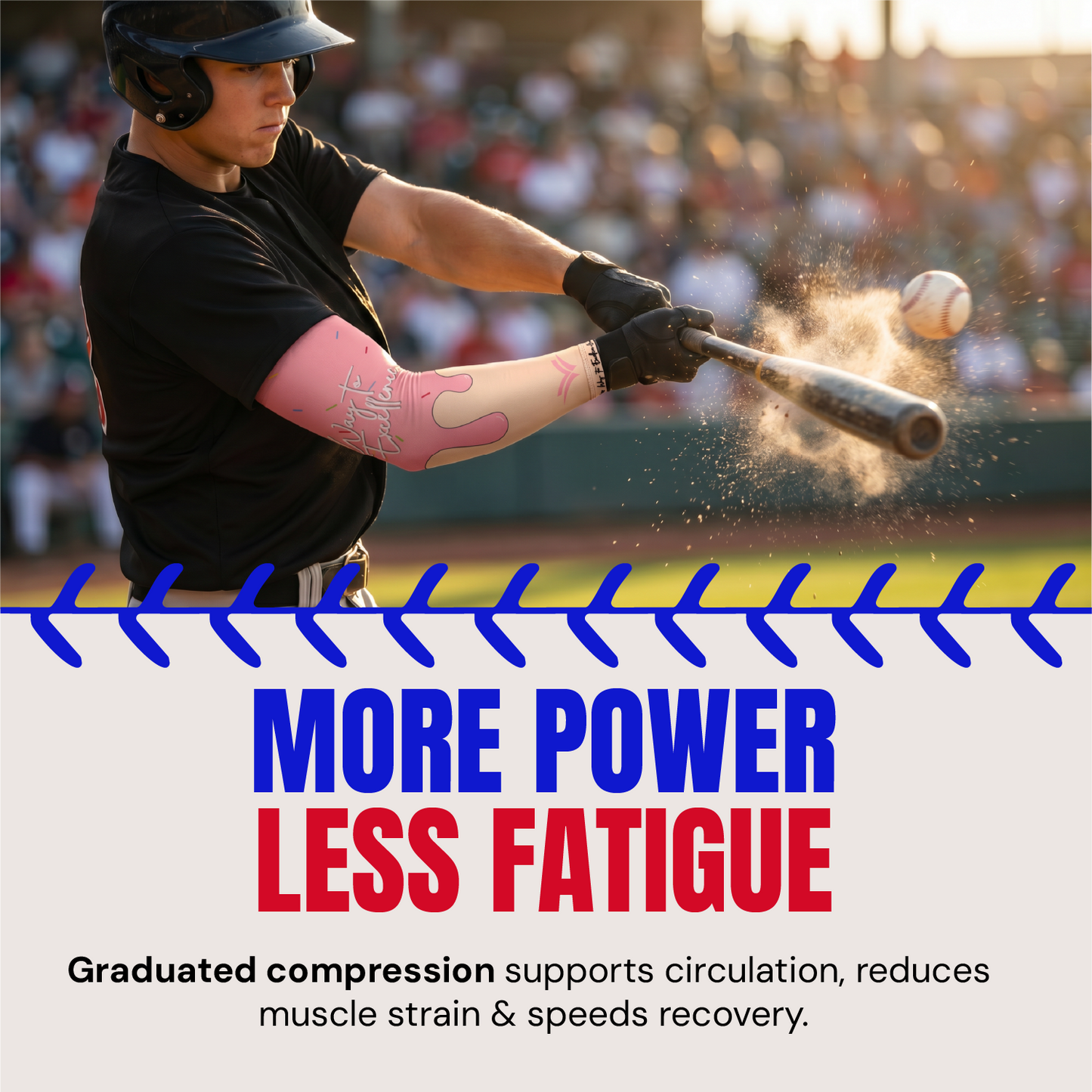 Waycel Strawberry Arm Sleeve compression support for power and less fatigue