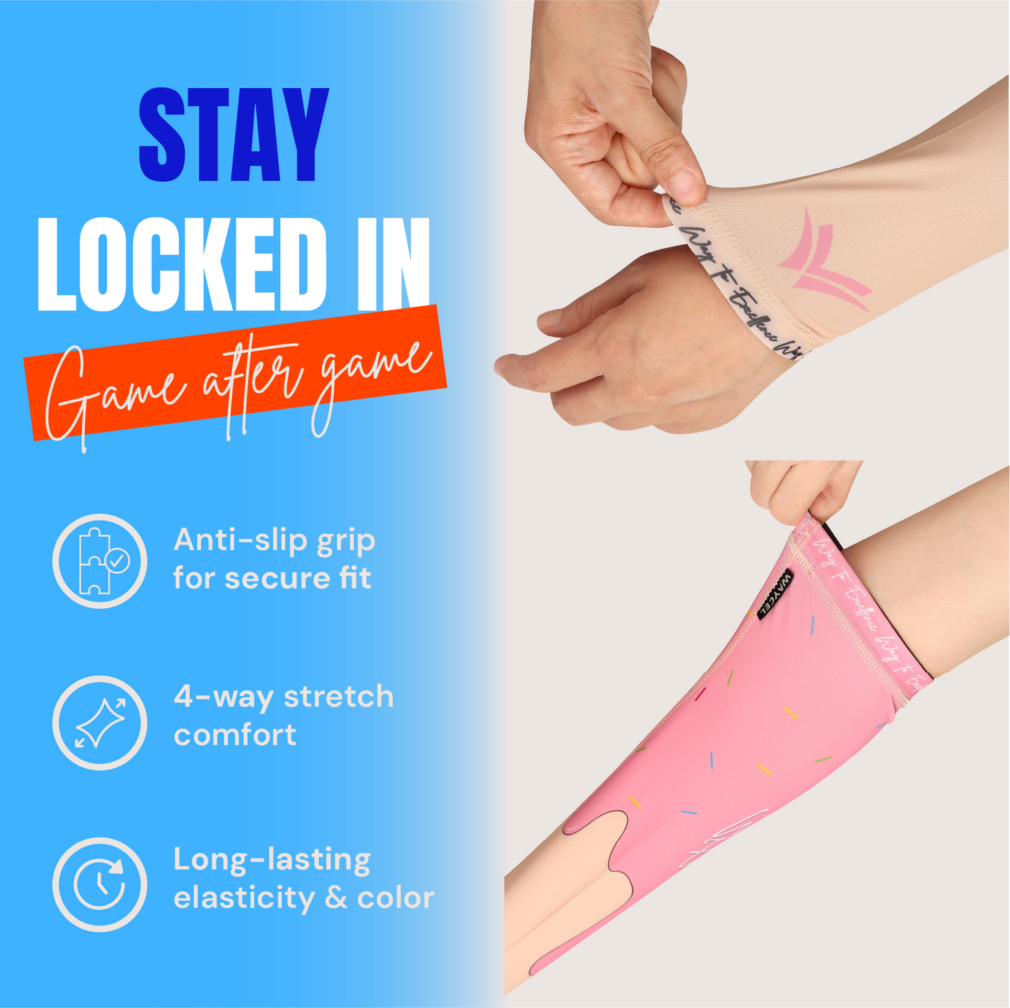 Waycel Strawberry Arm Sleeve secure fit and stretch comfort for athletes