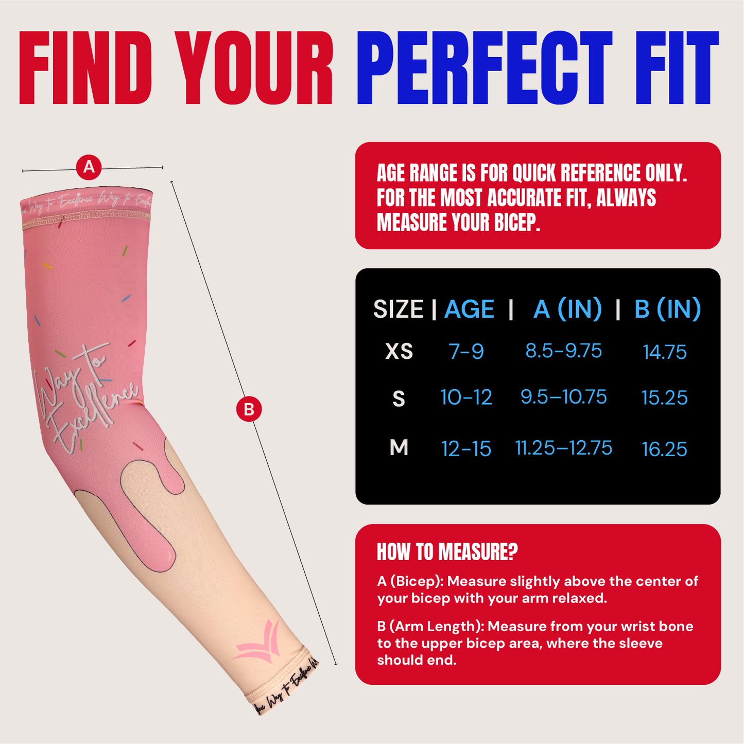 Waycel Strawberry Arm Sleeve size chart and perfect fit guide