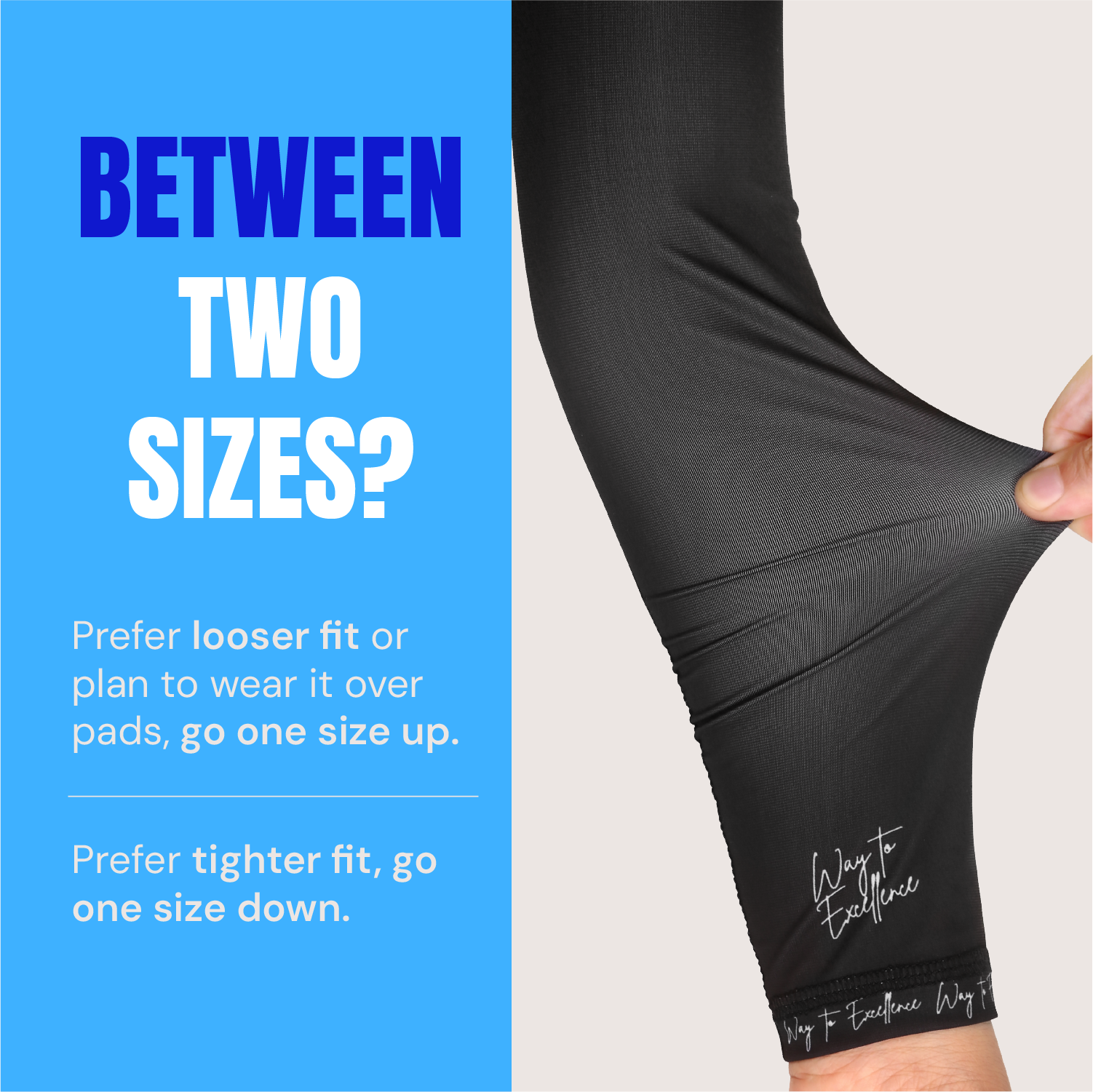 Waycel Black Arm Sleeve size guide for tighter or looser fit