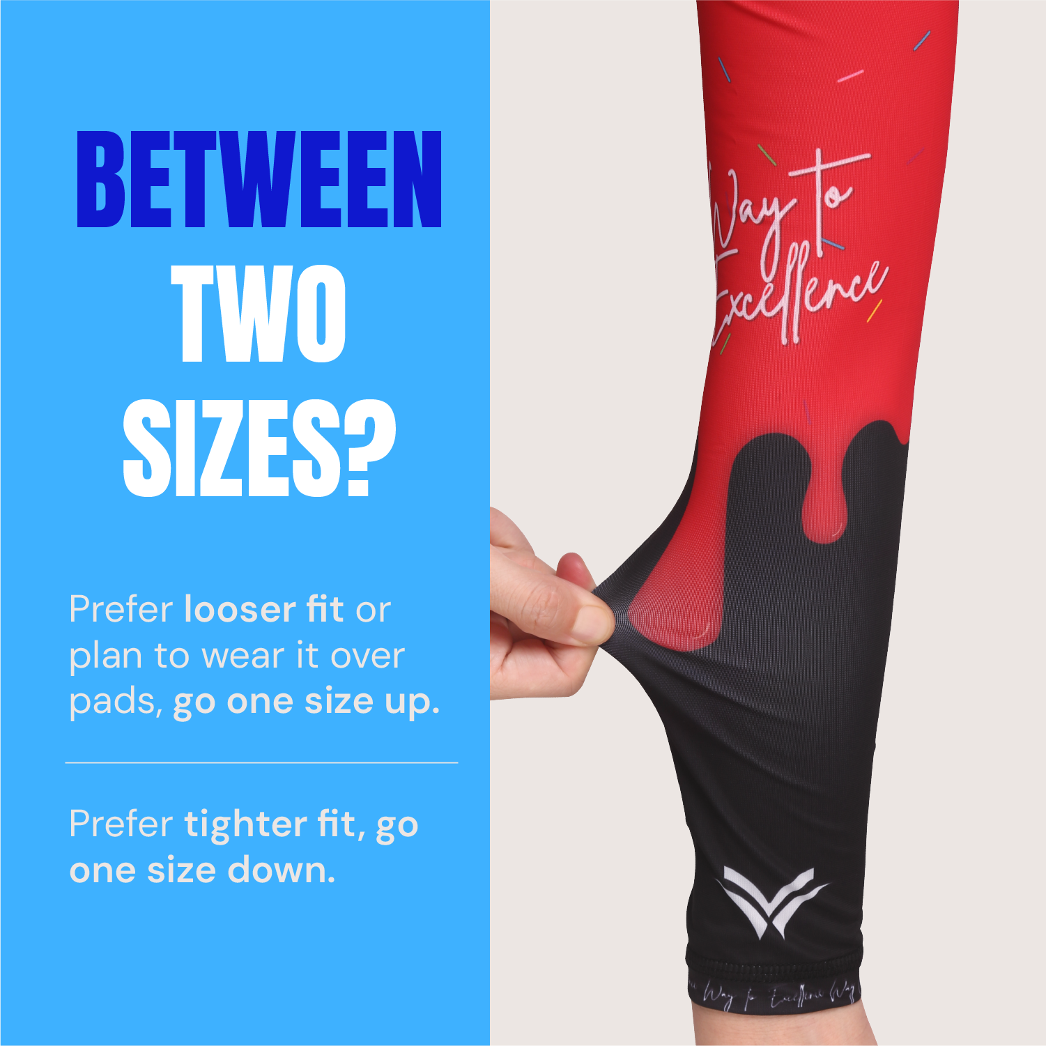 Waycel Cherry Bomb Arm Sleeve size guide for tighter or looser fit