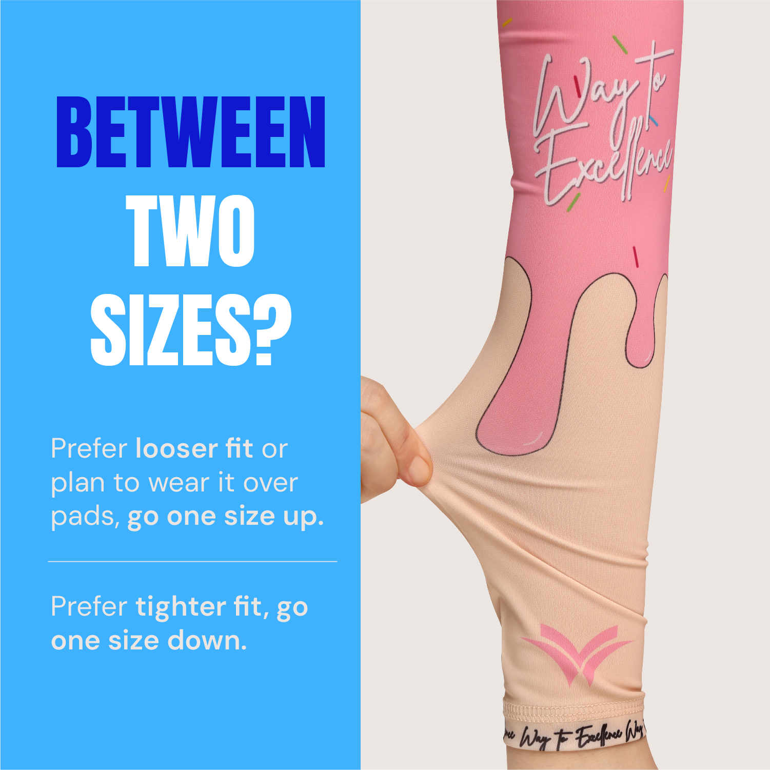 Waycel Strawberry Arm Sleeve size guide for tighter or looser fit