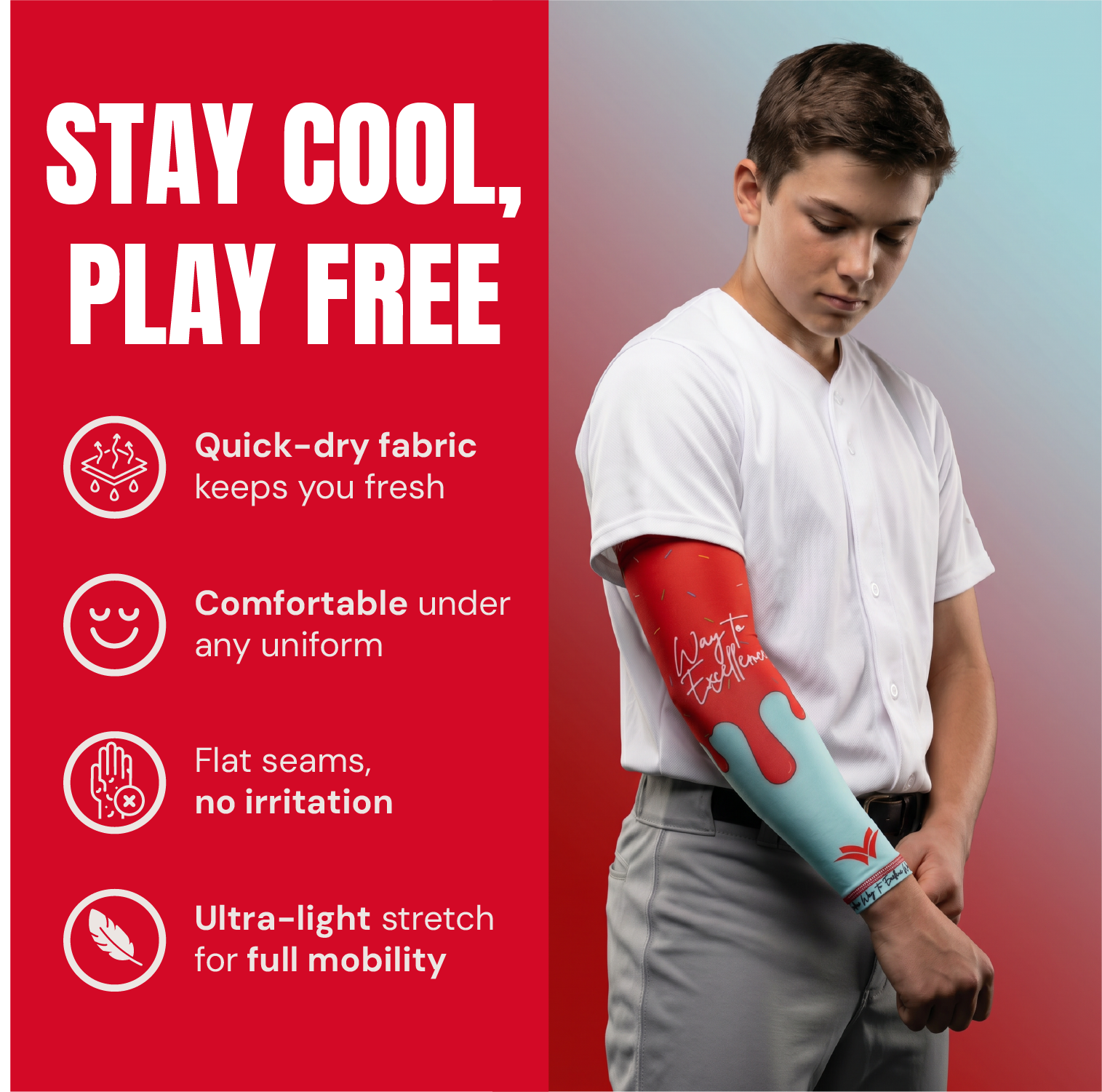 Waycel Blueberry Arm Sleeve breathable quick dry fabric for baseball players