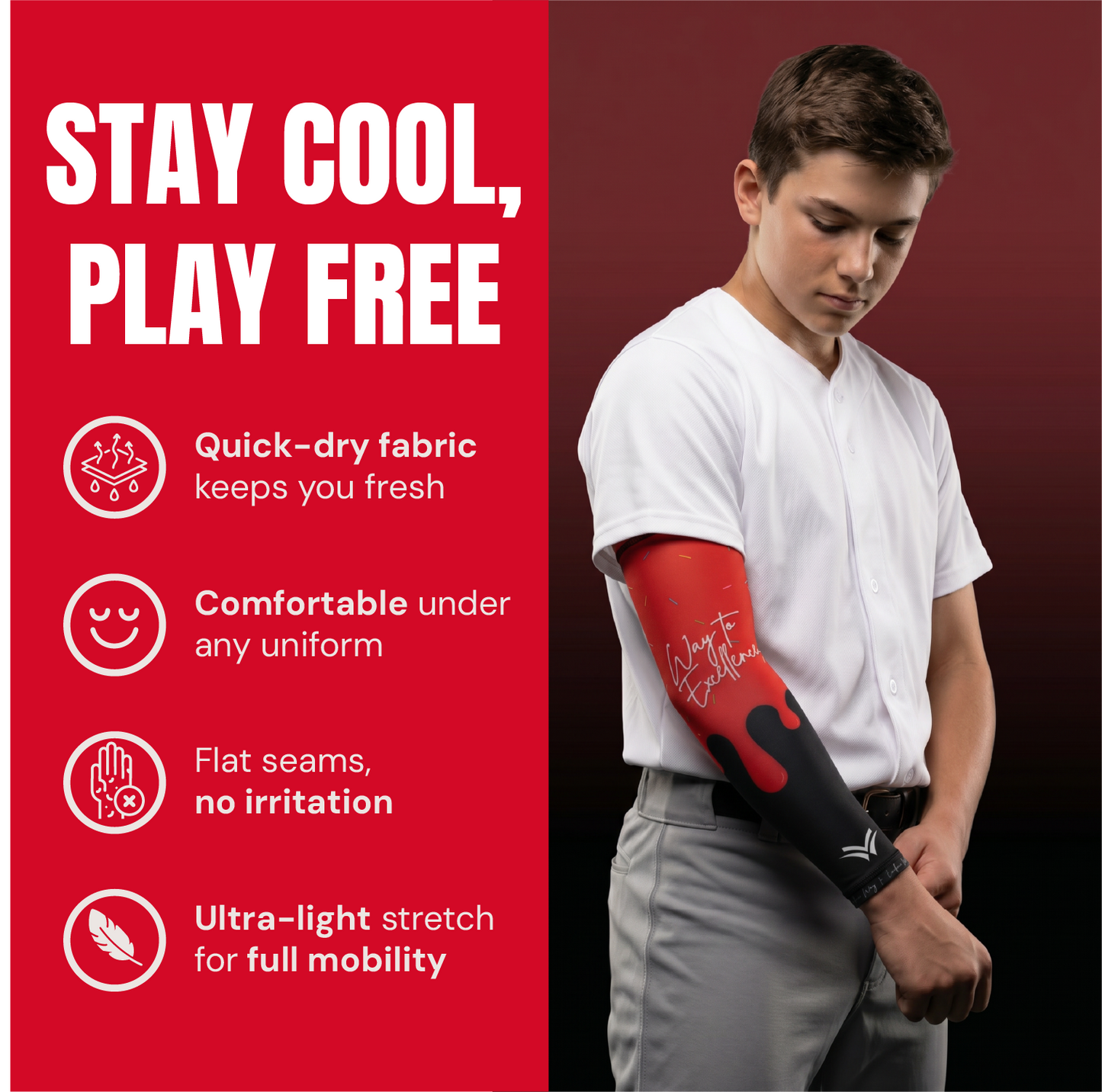 Waycel Cherry Bomb Arm Sleeve breathable quick dry fabric for baseball players
