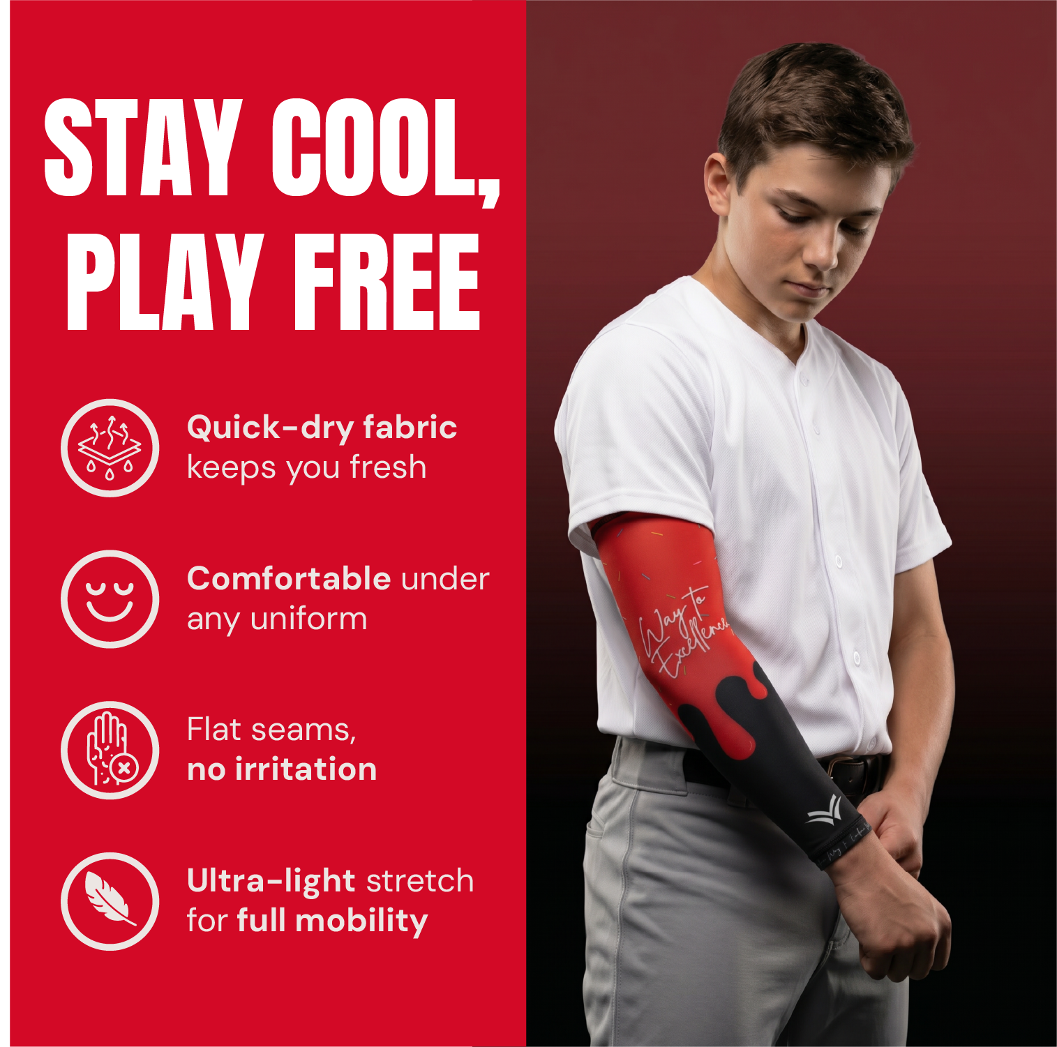 Waycel Cherry Bomb Arm Sleeve breathable quick dry fabric for baseball players