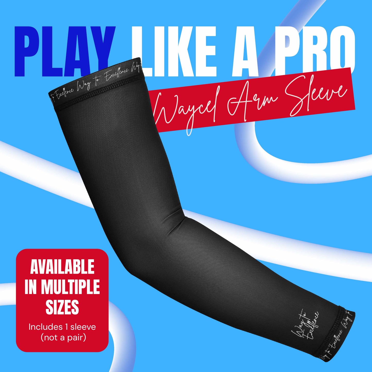 Waycel Black Arm Sleeve worn by youth baseball player with product sleeve view