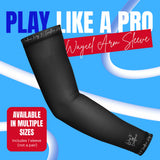 Waycel Black Arm Sleeve worn by youth baseball player with product sleeve view
