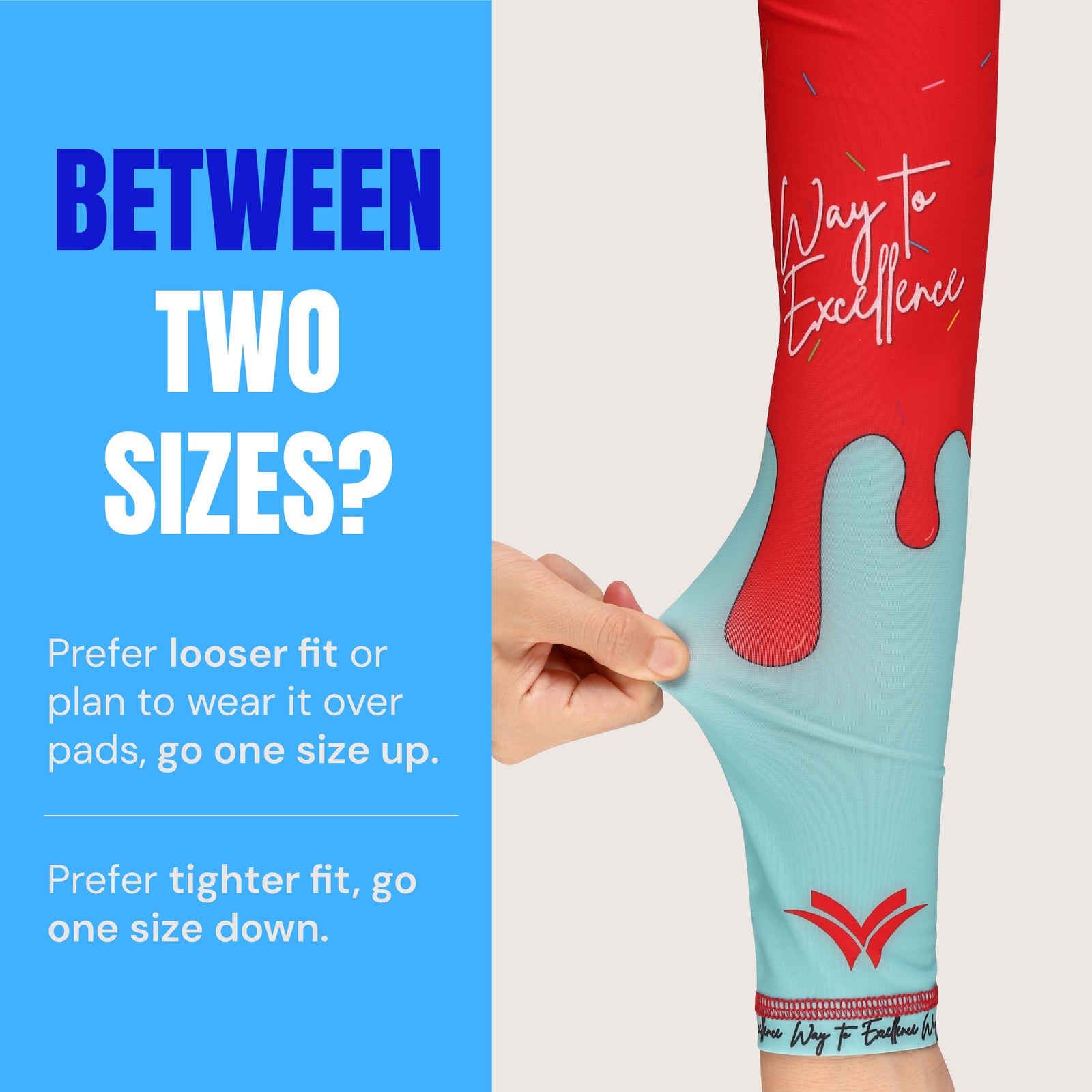 Waycel Blueberry Arm Sleeve size guide for tighter or looser fit