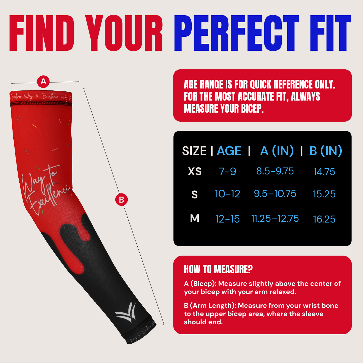 Waycel Cherry Bomb Arm Sleeve size chart and perfect fit guide